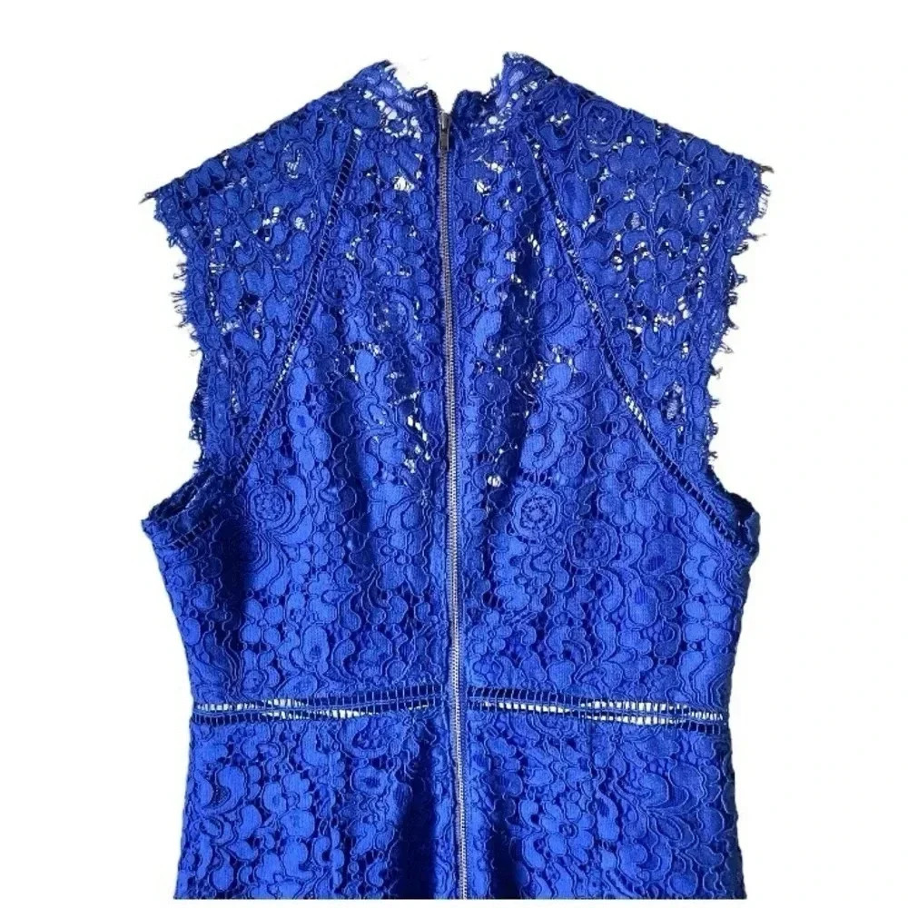 BARDOT | Blue Lace Illusion Sheath Bodycon Dress in Combalt Size XS - Picture 6 of 9
